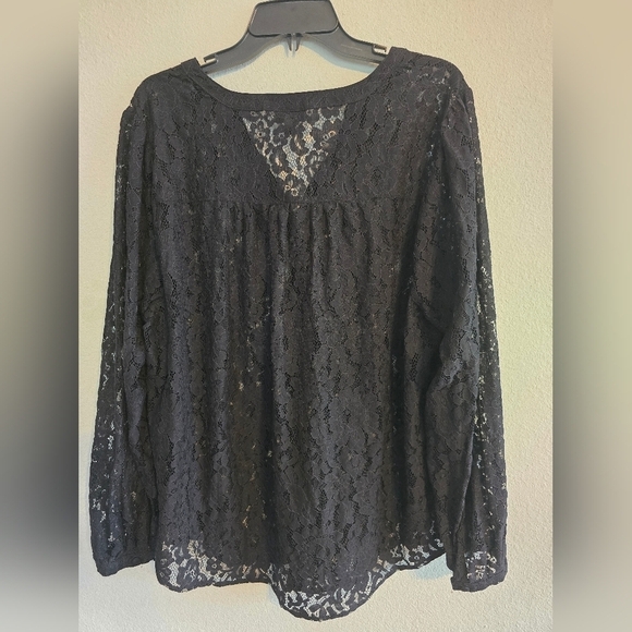 Torrid Sheer Lace Blouse Womens 2XL Black Popover See Thru Long Sleeve Y2k 90s - Picture 13 of 14